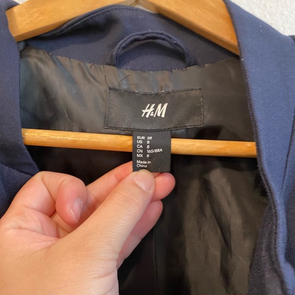 H & M Navy Quarter Length Sleeve Jacket - Picture 5 of 13